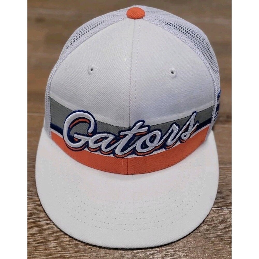 Florida Gators Script White Hat Top Of The World Snapback Cap Orange Blue NCAA